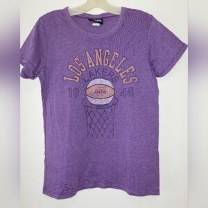 Junk Food Lakers 1948 Short Sleeve Round Neck Purple Tee Vintage Style Size L